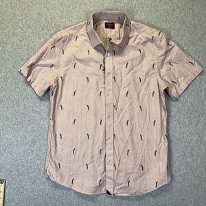 Untuckit Men’s Size Large Regular Fit Casual Button Down Shirt Red Micro Stripe